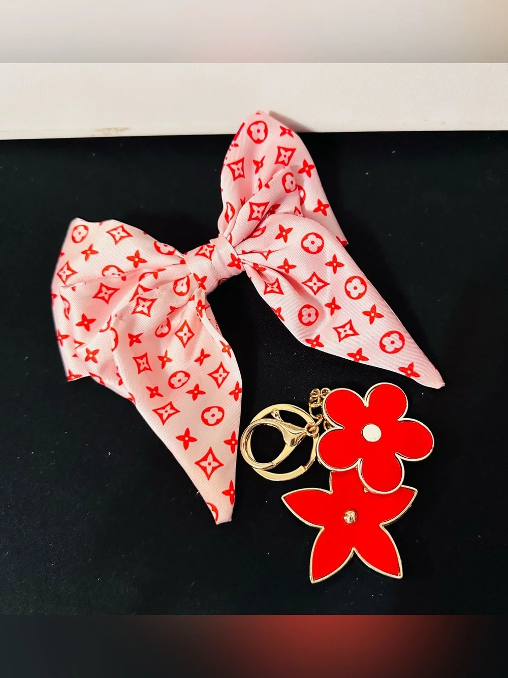 Red Silk Bow + Red Charm Set —Handbag not Included